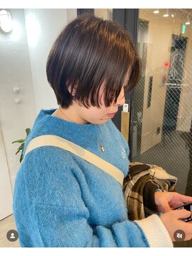 ショート　ボブ　マッシュ　レイヤー　オレンジ