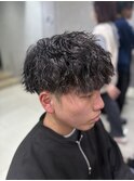 メンズマッシュウルフパーマフェザーパーマスパイラルパーマ