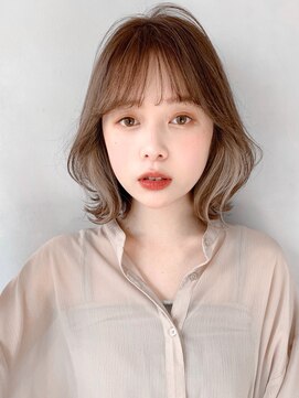 キリ 表参道(kyli) 前髪 マチルダボブ ピンクベージュ インナーグレージュ丸型*