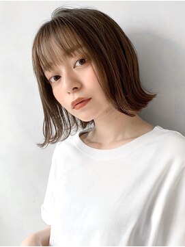 リヤン 表参道(lyann) ベビーバングボブルフナチュラルカールビターショコラベージュ