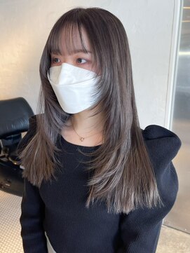 アルバム 池袋(ALBUM) 顔まわりレイヤーロング_外ハネボブセクションカラー_ba391091