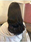 韓国風巻き髪　ブルーブラック