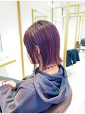 【サトウのボブ】切りっぱなしボブ/超透明感ボルドー