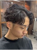 センターパートニュアンスパーマフェザーパーマ静岡/草薙/メンズ