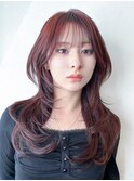 ウルフレイヤーロングくびれヘア韓国ヘア顔周りレイヤー_F0881