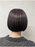 レッドブラウン×ショートボブ
