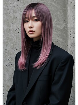 フルショウ 苦楽園店(FURUSHO) ナチュラルストレート/個性派ピンク艶髪ヘア/艶髪ヘア