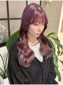 ラベンダーピンク 韓国ヘア レイヤーカット 艶髪 ブリーチ