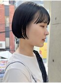 20代30代ショートボブ前髪ありボブミニボブ顔周りレイヤーカット
