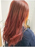赤髪×イヤリングカラーで魅せるロング