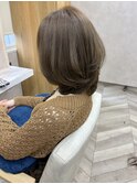 大人かわいいふんわりミディアム×柔らかオリーブベージュ