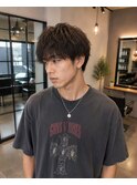 濡れ感束感メンズマッシュ韓国風ニュアンスパーマ人気
