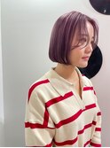 ミニボブ×ピンクベージュ