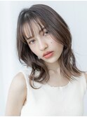 大人かわいい前髪セシルカットココアブラウンフリンジウェーブ