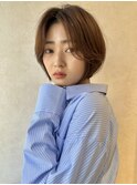 前髪長めショートボブ/ウザバングショート/丸みショート