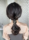 シンプルポニー ヘアセット お呼ばれヘア 金箔