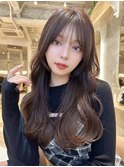 韓国艶髪ブリーチ無し透け感ベージュレイヤー