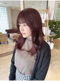 髪質改善カラーで艶々に♪ブリーチなしピンクブラウン◎