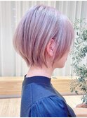 Say.ショートボブホワイトグレージュ地毛風ストレートミニボブ