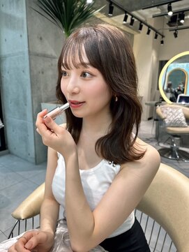 ロール 博多(Role) ミニウルフチェリーブラウンブリーチなしレイヤー韓国前髪/博多