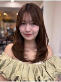 美髪レイヤーカット/顔まわりレイヤー/くびれミディアムレイヤー