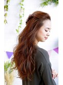 結婚式☆二次会★ナチュラルねじりハーフアップヘアセット