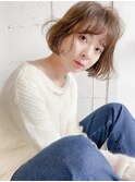 ナチュラルブラウン×斜めバング×Aラインボブ/ボブショート