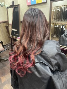 ディー エメ(D-aimer-) 韓国式エクステで赤系インナーグラデーション☆