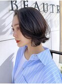 広尾　ショートヘア　くびれヘア　外ハネ　20代　30代