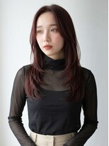 キビト(kibito) 新宿市ヶ谷レッドブラウンセミロングレイヤーカット20代30代40代