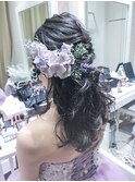 フェミニンハーフアップヘア