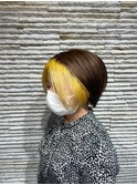 ショート/前髪インナーカラー/イエロー