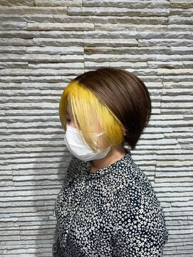 ビス フルール 日暮里店(Vis fleur) ショート/前髪インナーカラー/イエロー