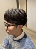 ニュアンスパーマ×センターパート