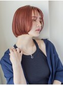 オレンジカラー軽やかボブ