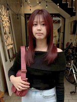 ヘアプレイスソル (HAIR PLACE SoL)&nbsp;ストレートロング/ブリーチなしダブルカラー/ワインレッド