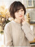 斜めバンググレーブラウンレイヤーショートh4浦和20代30代40代!