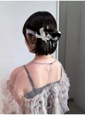 ボブヘアアレンジ リボンアレンジ お呼ばれアレンジ 卒業式