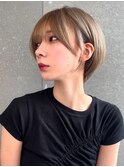 ピンクベージュ/クールショート/前髪カタログ/アンブレラカラー