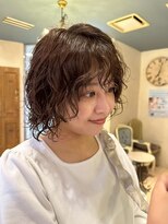 エール 生駒(aile Total Beauty Salon)&nbsp;ウェーブボブパーマ× 透明感オリーブブラウン
