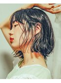 インナーカラー×バニラベージュ×カールボブ
