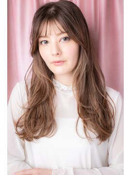 カバーヘア ブリス 川口(COVER HAIR bliss) ピンクベージュハイライト韓国風波巻きロングZ川口20代30代40代