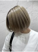 透明感グレージュ/切りっぱなし/艶髪