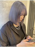 ハイトーンカラータッセルボブ長めボブ顔まわりレイヤーボブ30代