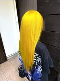 派手髪/イエローカラー/艶髪/原色カラー