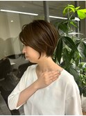 くびれショートボブ40代50代グレイカラー白髪染め白髪ぼかし