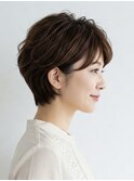 40代/50代/60代ひし形小顔ショートボブ絶壁解消白髪ぼかし△42