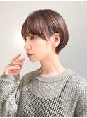 前髪あり耳掛け丸みくびれ大人ショートボブ20代30代40代50代＊