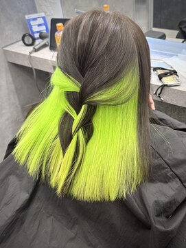 いろあそび 八王子 【インナーカラー】ライムグリーン×透明感ブラウン