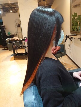 アヤメ(ayame) インナーカラー_オレンジ_艶髪_東久留米1